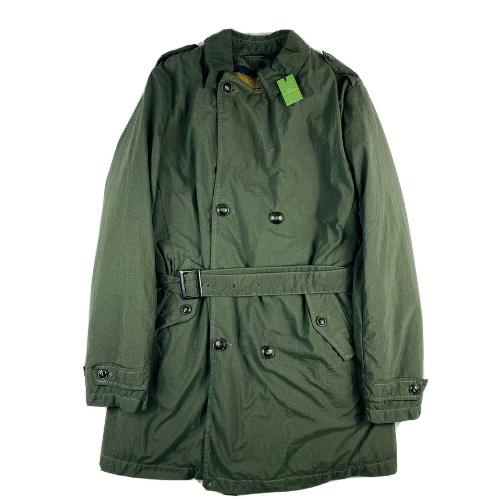 M.I.D.A X Sid Mashburn Military Green Trench Coat Wool Liner Size Mens 42R  NWT